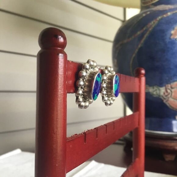 Sterling Silver Azurite Earrings - Picture 3 of 8